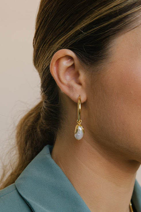 PEARL LEAF EARRING SILVER